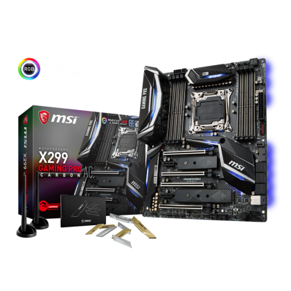 MSI X299 Gaming Pro Carbon AC Intel Core X series LGA 2066 Wifi Bluetooth DDR4 SATA 6Gb/s USB 3.1 SLI ATX Motherboard MSI X299 Gaming Pro Carbon AC Intel Core X series LGA 2066 Wifi Bluetooth DDR4 SATA 6Gb/s USB 3.1 SLI ATX Motherboard